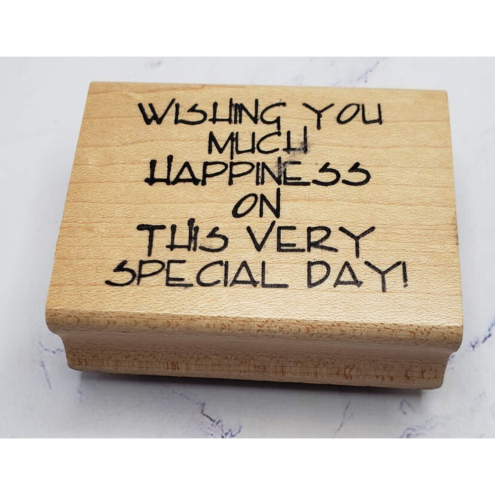 Hampton Art Stamps Wishing You Much Happiness Wood Mount Rubber Stamp Celebrate